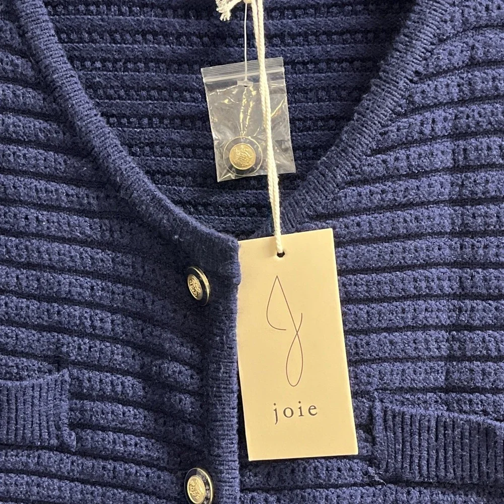Joie Sweater‎ Vest Blue Cable Knit Gold Button Front Size 1X Office Career Layer